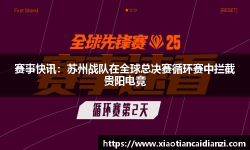 赛事快讯：苏州战队在全球总决赛循环赛中拦截贵阳电竞
