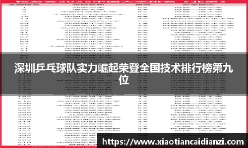 深圳乒乓球队实力崛起荣登全国技术排行榜第九位
